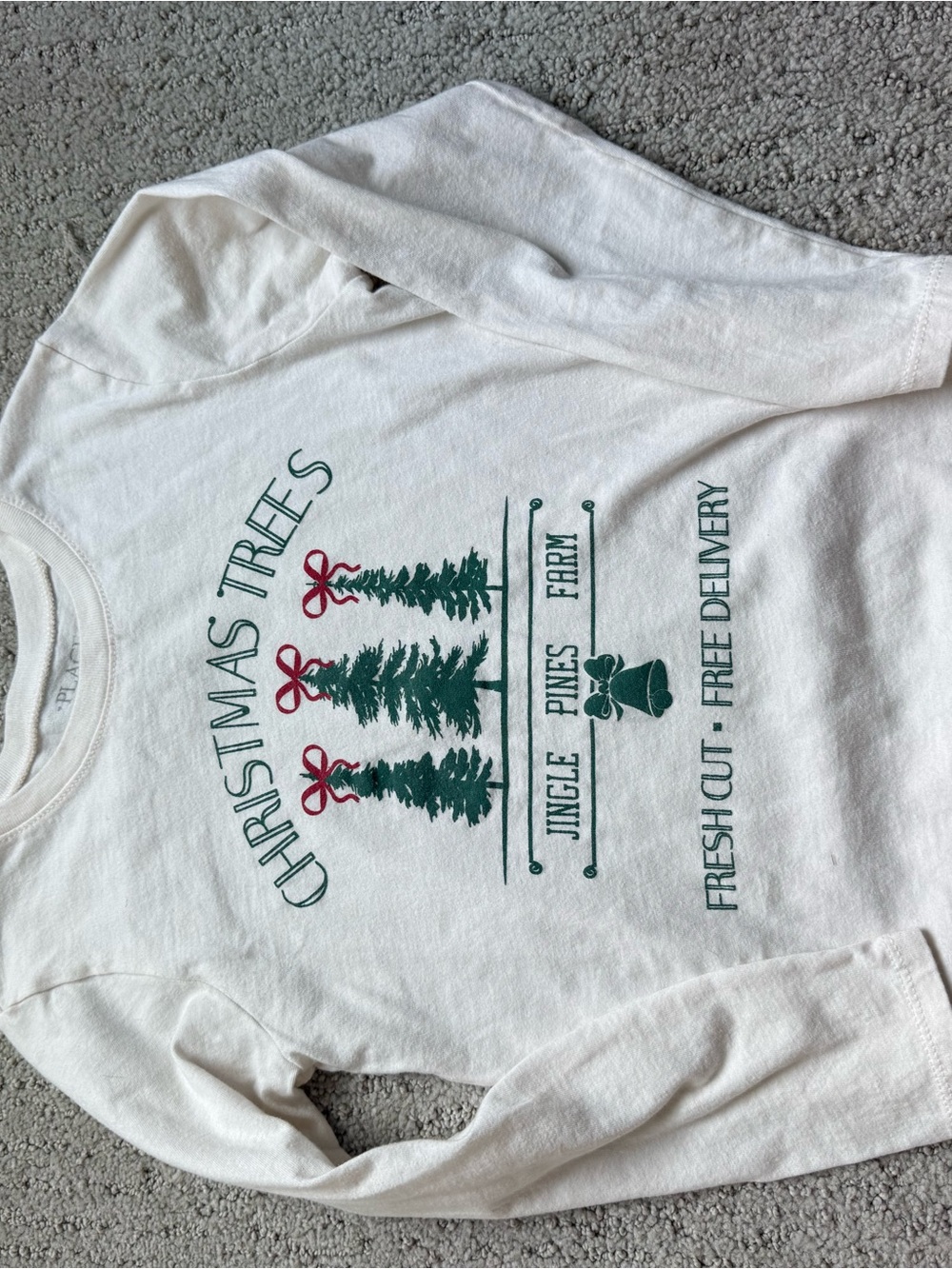 The Children's Place White Long-Sleeve Christmas Trees Graphic Tee